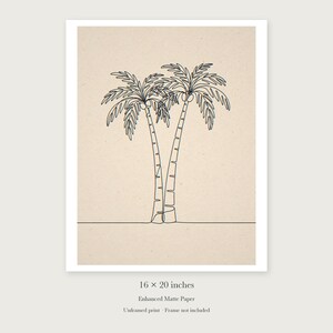 Palm Tree Line unframed 16 by 20 inch print on enhanced matte paper, shown with its white paper border.