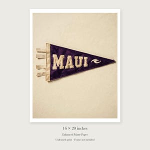 Maui Surf Pennant unframed 16 by 20 inch print on enhanced matte paper, shown with its white paper border.