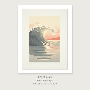Pastel Curling Wave Nursery Art Print, Framed or Unframed Coastal Baby Room Poster image 7