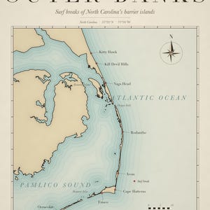 Outer Banks Surf Map full artwork and composition, shown flat without a room setting.