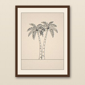 Boho Palm Tree Line Art | Boho Minimalist Coastal Print | Beach House Wall Decor | Single Line Printable Art