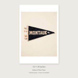 Montauk Surf Pennant unframed 12 by 18 inch print on enhanced matte paper, shown with its white paper border.