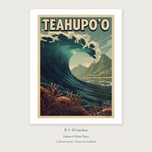 Teahupo'o Surf unframed 8 by 10 inch print on enhanced matte paper, shown with its white paper border.