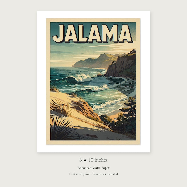 Jalama Beach Surf unframed 8 by 10 inch print on enhanced matte paper, shown with its white paper border.