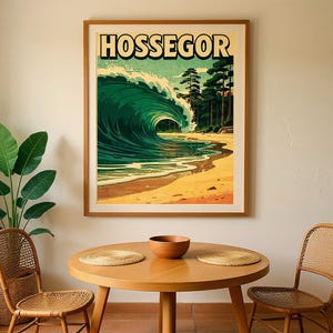Hossegor France Surf Poster | Vintage Surf Travel Poster | Retro Beach Wall Art | Coastal Decor Printable image 5