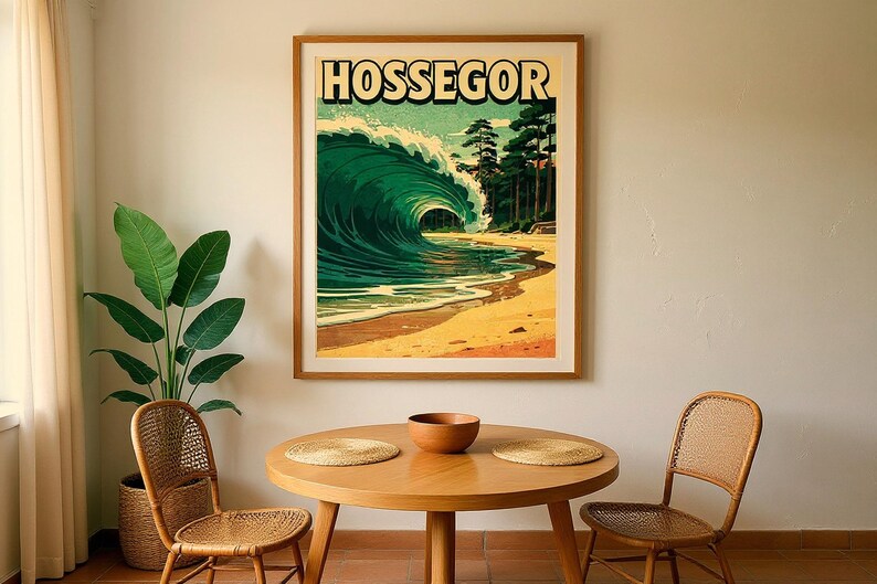 Hossegor France Surf Poster | Vintage Surf Travel Poster | Retro Beach Wall Art | Coastal Decor Printable image 5