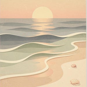Pastel Sunset Shoreline Nursery full artwork and composition, shown flat without a room setting.
