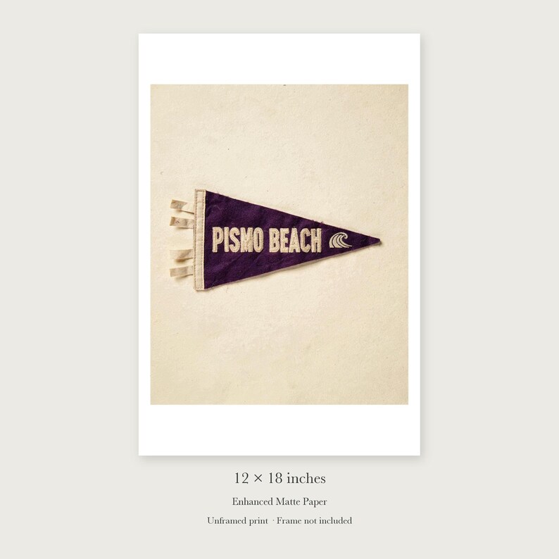 Pismo Beach, California Surf Pennant Art Print, Framed or Unframed Coastal Poster image 8