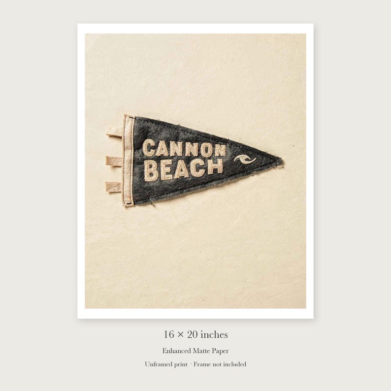 Cannon Beach, Oregon Surf Pennant unframed 16 by 20 inch print on enhanced matte paper, shown with its white paper border.