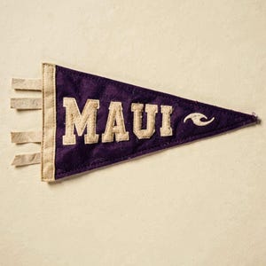 Maui surf pennant unframed printed artwork and full composition with its paper border.