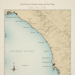 Southern California Surf Map full artwork and composition, shown flat without a room setting.