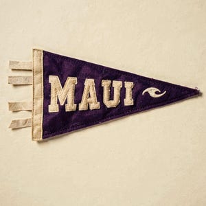 Maui, Hawaii Surf Pennant Print | Vintage Felt Pennant Art | Beach House Decor | Retro Surf Wall Art | Printable Digital Download image 2