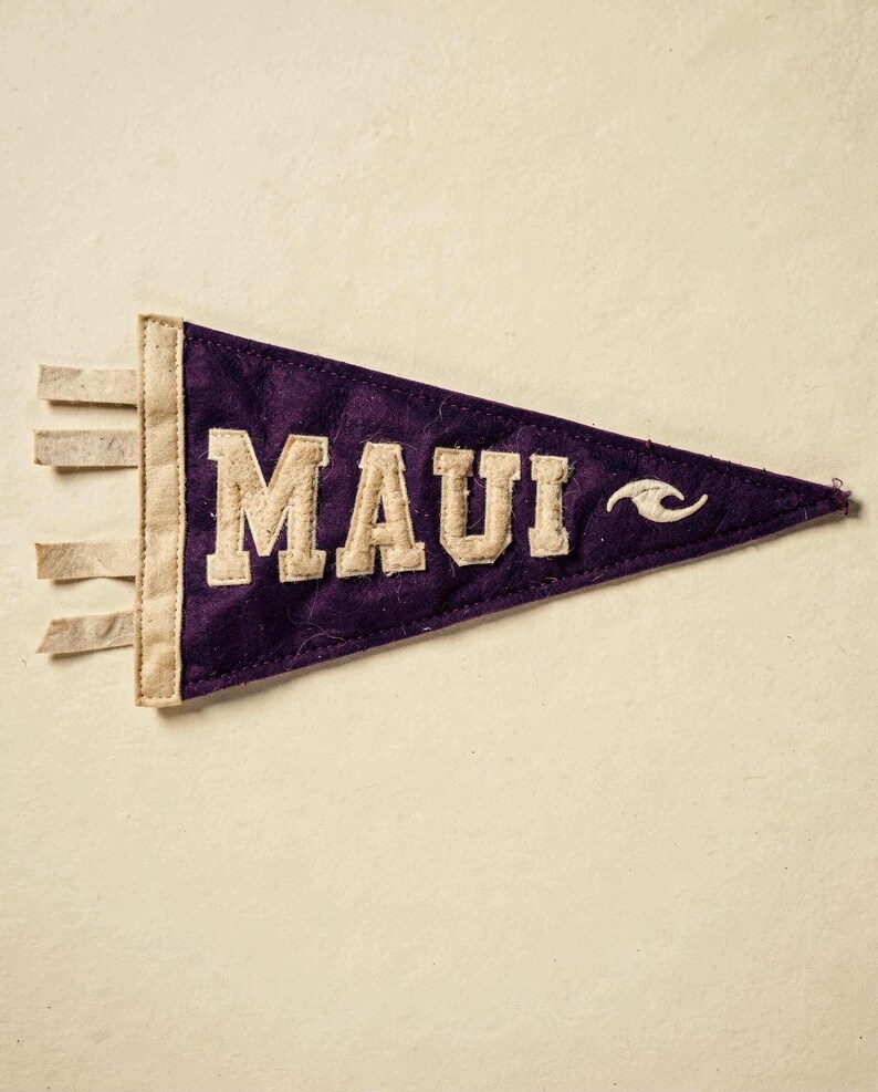 Maui, Hawaii Surf Pennant Print | Vintage Felt Pennant Art | Beach House Decor | Retro Surf Wall Art | Printable Digital Download image 2