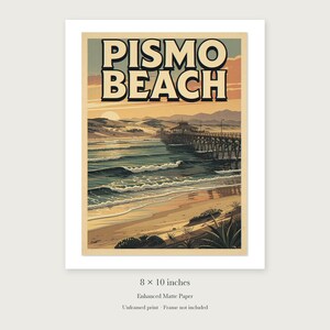Pismo Beach Surf unframed 8 by 10 inch print on enhanced matte paper, shown with its white paper border.