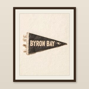 Byron Bay, Australia Surf Pennant Print | Vintage Felt Pennant Art | Beach House Decor | Retro Surf Wall Art | Printable Digital Download image 1