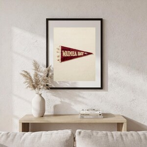 Waimea Bay, Oahu, Hawaii Surf Pennant Print | Vintage Felt Pennant Art | Beach House Decor | Retro Surf Wall Art | Printable Digital Downloa image 5