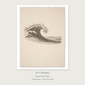 Wave Etching Style unframed 16 by 20 inch print on enhanced matte paper, shown with its white paper border.