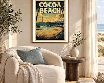 Cocoa Beach Florida Surf Poster | Vintage Travel Print | Coastal Wall Art | Printable Beach Decor | Digital Download