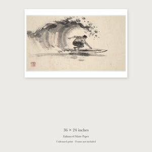 Surfer Cutback Xieyi Ink unframed 36 by 24 inch print on enhanced matte paper, shown with its white paper border.
