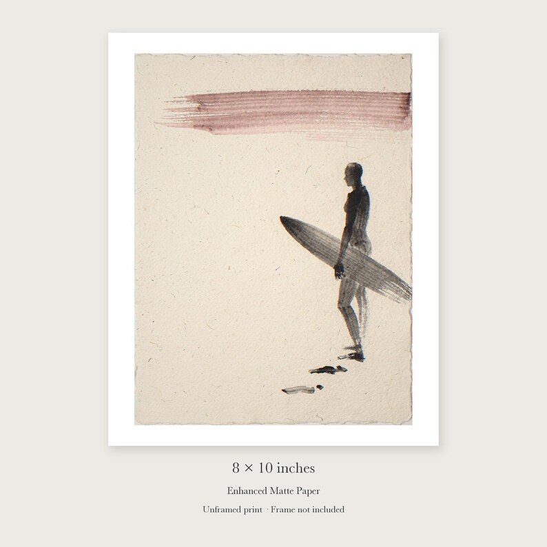 Surfer Ink Style unframed 8 by 10 inch print on enhanced matte paper, shown with its white paper border.