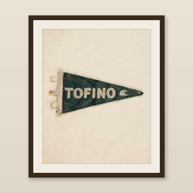 Tofino, British Columbia Surf Pennant Print | Vintage Felt Pennant Art | Beach House Decor | Retro Surf Wall Art | Printable Digital Downloa image 1