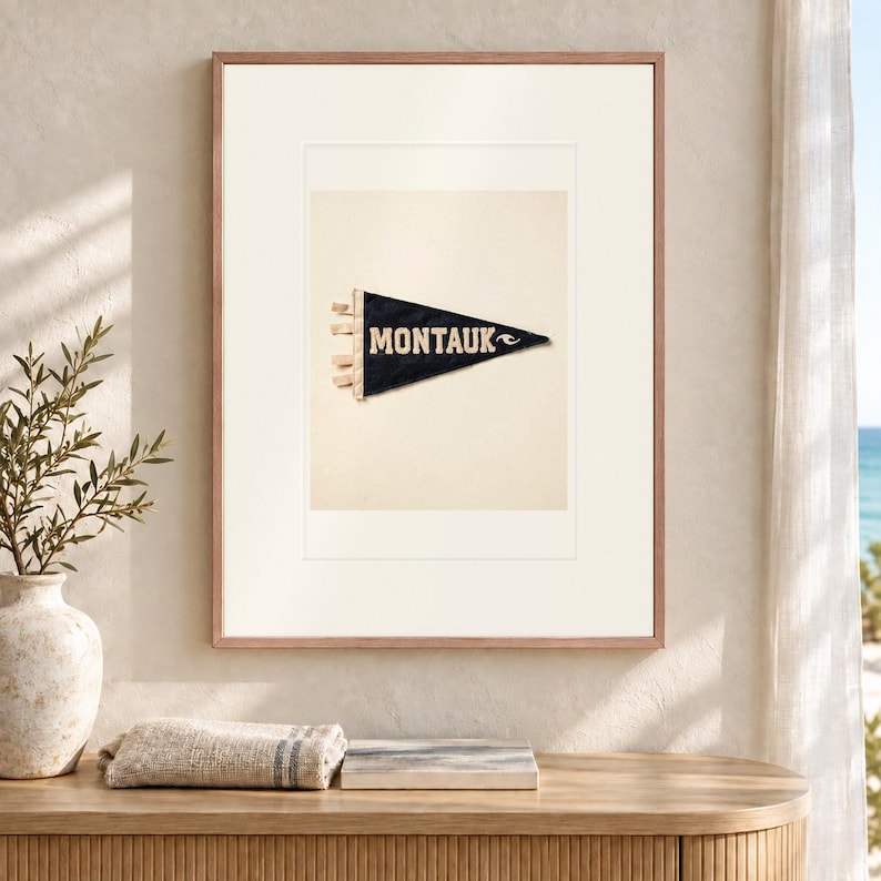 Montauk Surf Pennant Art Print, Framed or Unframed Coastal Poster image 12