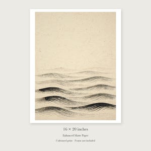 Layered Waves Ink Style unframed 16 by 20 inch print on enhanced matte paper, shown with its white paper border.