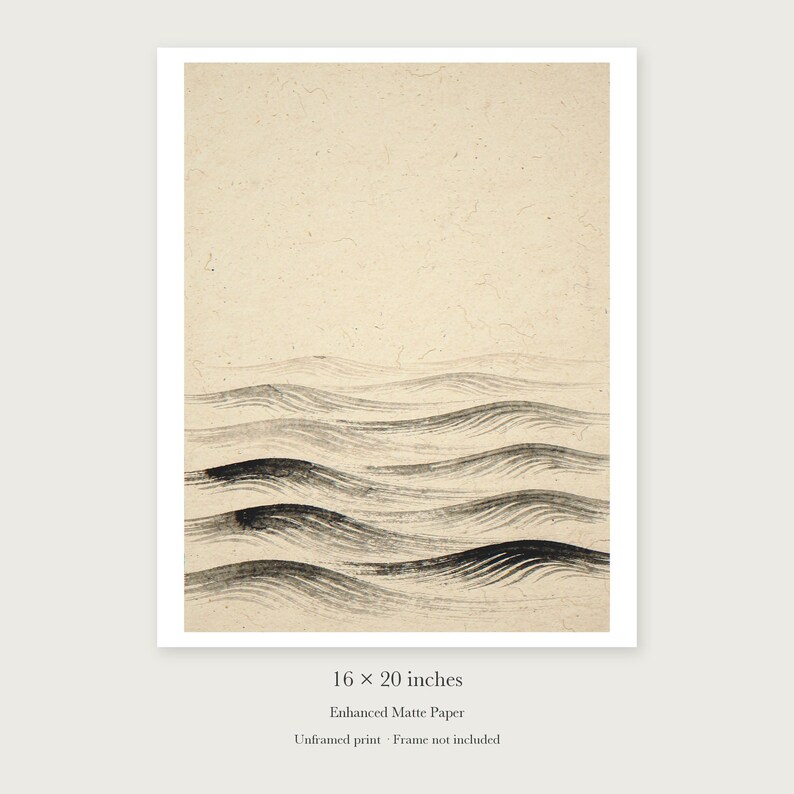 Layered Waves Ink Style unframed 16 by 20 inch print on enhanced matte paper, shown with its white paper border.