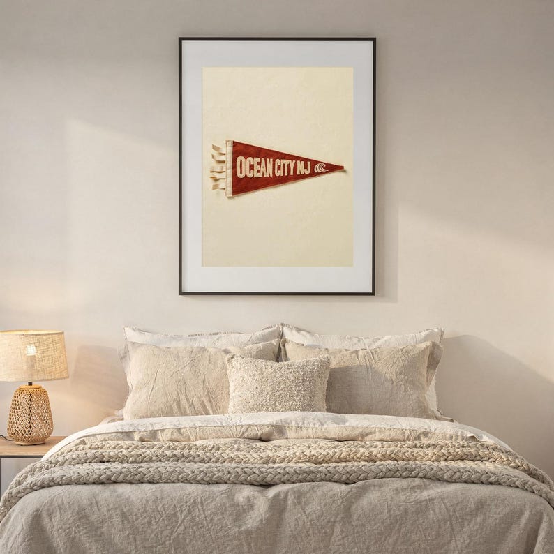 Ocean City, New Jersey Surf Pennant Print | Vintage Felt Pennant Art | Beach House Decor | Retro Surf Wall Art | Printable Digital Download image 6