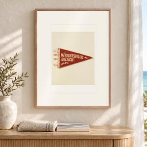 Wrightsville Beach Surf Pennant Art Print, Framed or Unframed Coastal Poster image 2