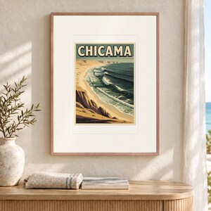Chicama Peru Surf Travel Poster, Framed or Unframed Vintage Style Coastal Print image 12