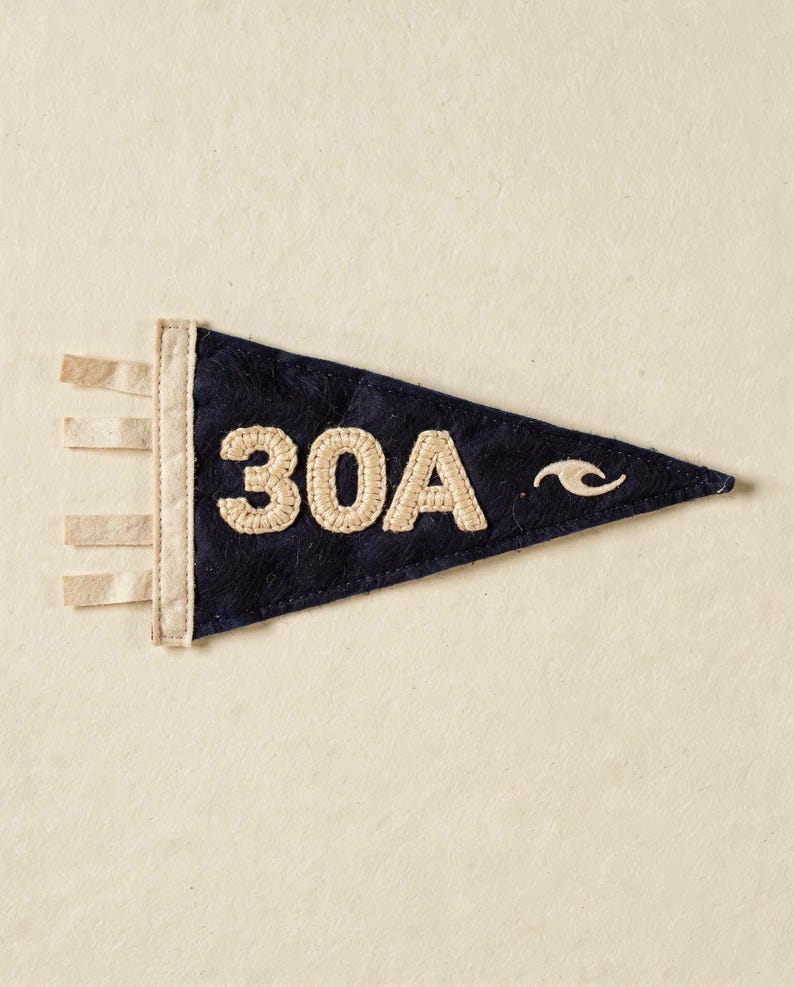 30A, Florida surf pennant unframed printed artwork and full composition with its paper border.