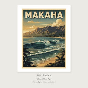 Makaha Surf unframed 8 by 10 inch print on enhanced matte paper, shown with its white paper border.