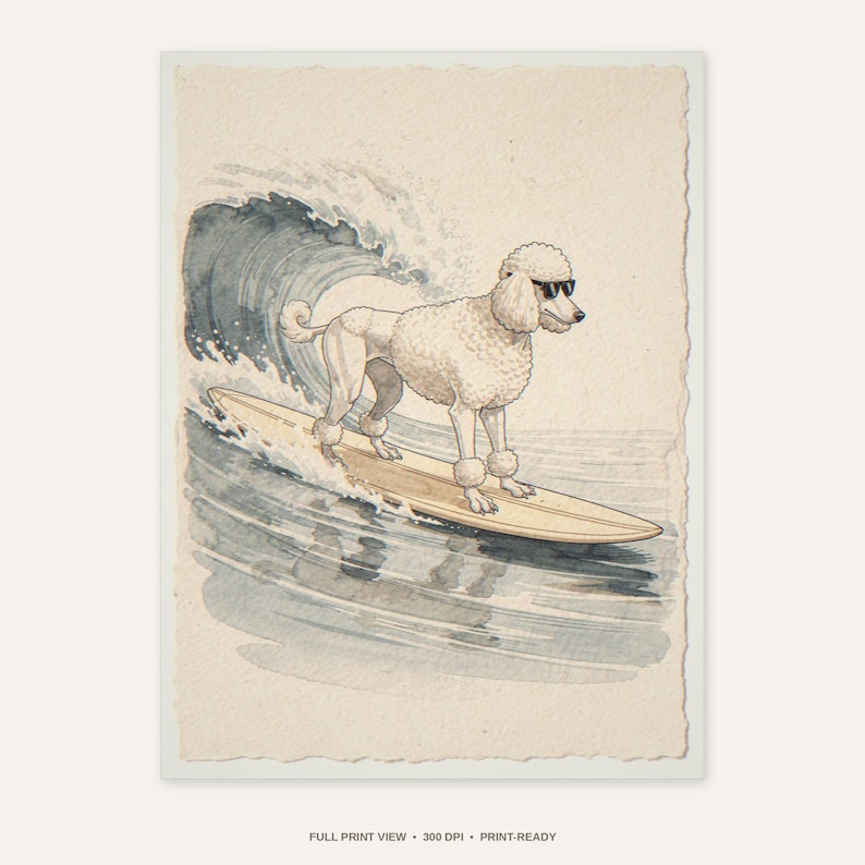 Poodle Surfing Print