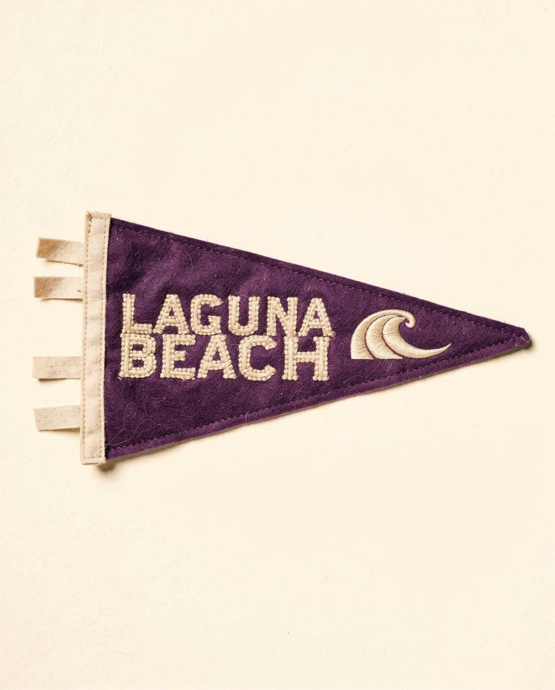 Laguna Beach, California Surf Pennant Art Print, Framed or Unframed Coastal Poster image 10