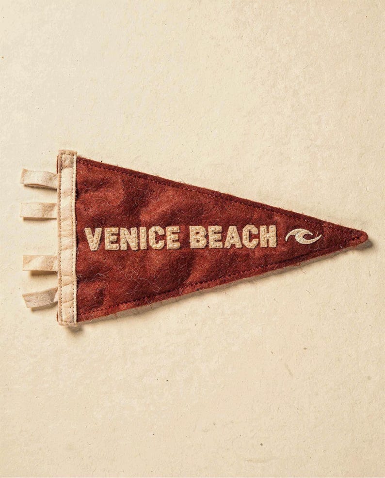 Venice Beach, California Surf Pennant Art Print, Framed or Unframed Coastal Poster image 10