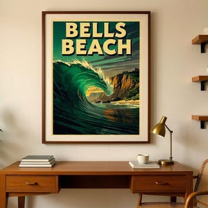Bells Beach Australia Surf Poster | Vintage Surf Travel Poster | Retro Beach Wall Art | Coastal Decor Printable image 7