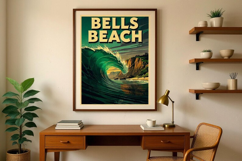 Bells Beach Australia Surf Poster | Vintage Surf Travel Poster | Retro Beach Wall Art | Coastal Decor Printable image 7