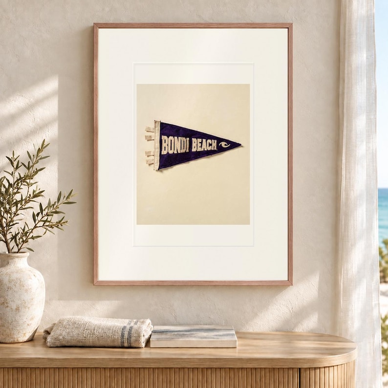 Bondi Beach, Sydney, Australia Surf Pennant Art Print, Coastal Poster (Framed or Unframed) image 12