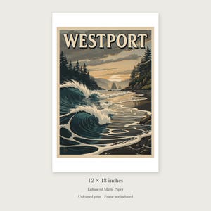 Westport Surf unframed 12 by 18 inch print on enhanced matte paper, shown with its white paper border.