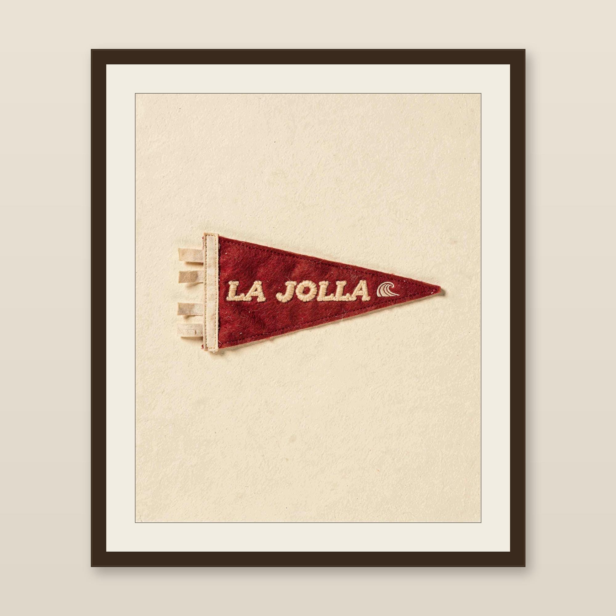 La Jolla, California Surf Pennant Print | Vintage Felt Pennant Art | Beach House Decor | Retro Surf Wall Art | Printable Digital Download