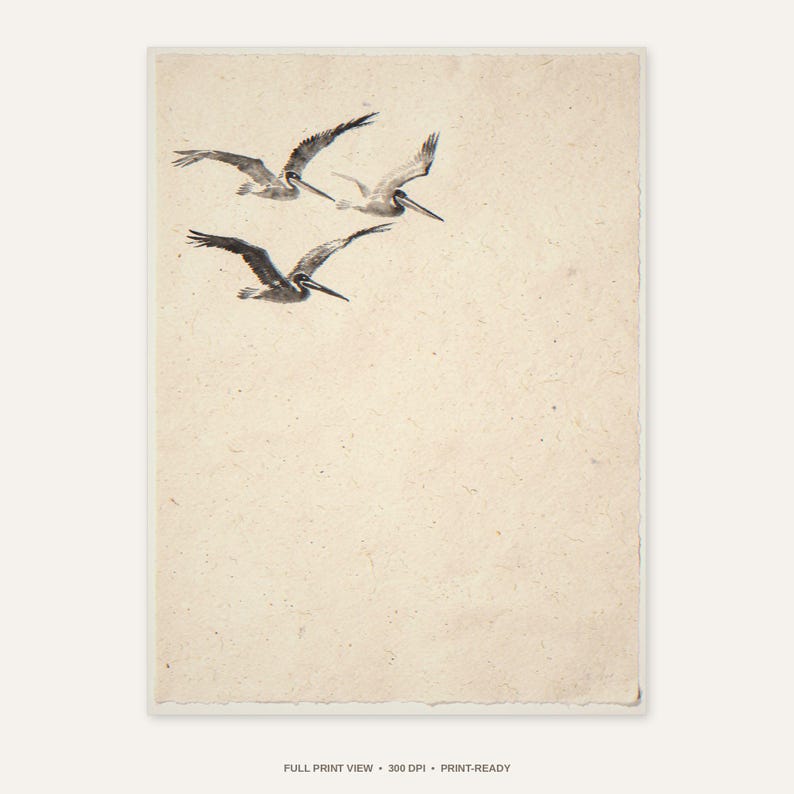 Sumi-e Pelicans Ink Wash Print (Digital Download)