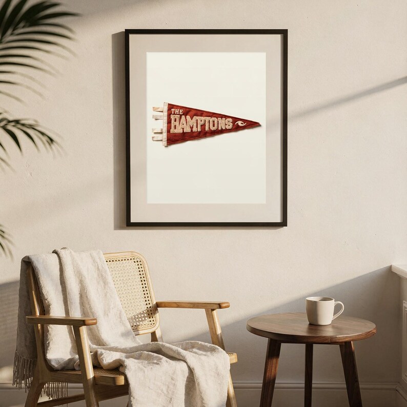 The Hamptons, New York Surf Pennant Print | Vintage Felt Pennant Art | Beach House Decor | Retro Surf Wall Art | Printable Digital Download image 7