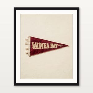 Waimea Bay, Oahu, Hawaii Surf Pennant Print | Vintage Felt Pennant Art | Beach House Decor | Retro Surf Wall Art | Printable Digital Downloa image 3