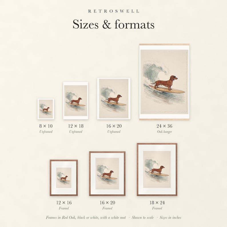 Dachshund Surfing Print