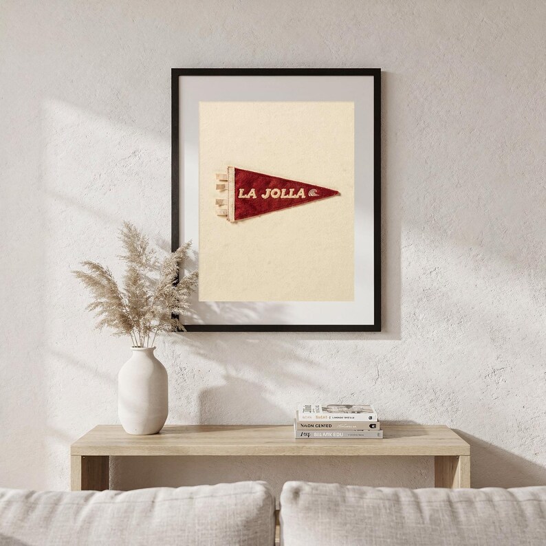 La Jolla, California Surf Pennant Print | Vintage Felt Pennant Art | Beach House Decor | Retro Surf Wall Art | Printable Digital Download image 5