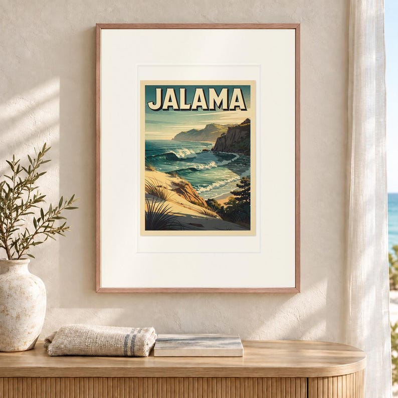 Jalama Beach Surf Travel Poster, Framed or Unframed Vintage Style Coastal Print image 12