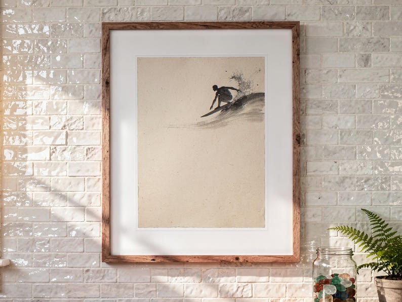 Sumi-e Surfer Cutback Ink Print (Digital Download)