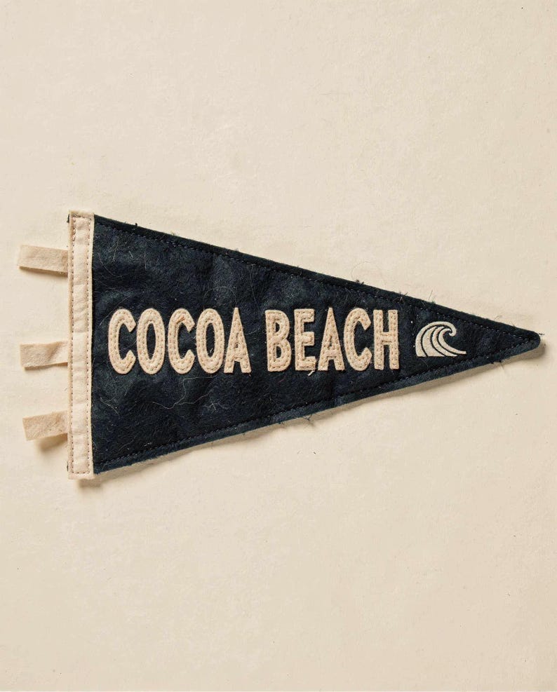 Cocoa Beach, Florida Surf Pennant Print | Vintage Felt Pennant Art | Beach House Decor | Retro Surf Wall Art | Printable Digital Download image 2