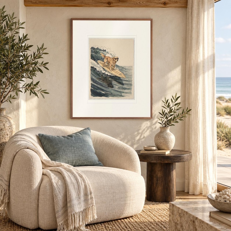 Golden Retriever Surfing Print